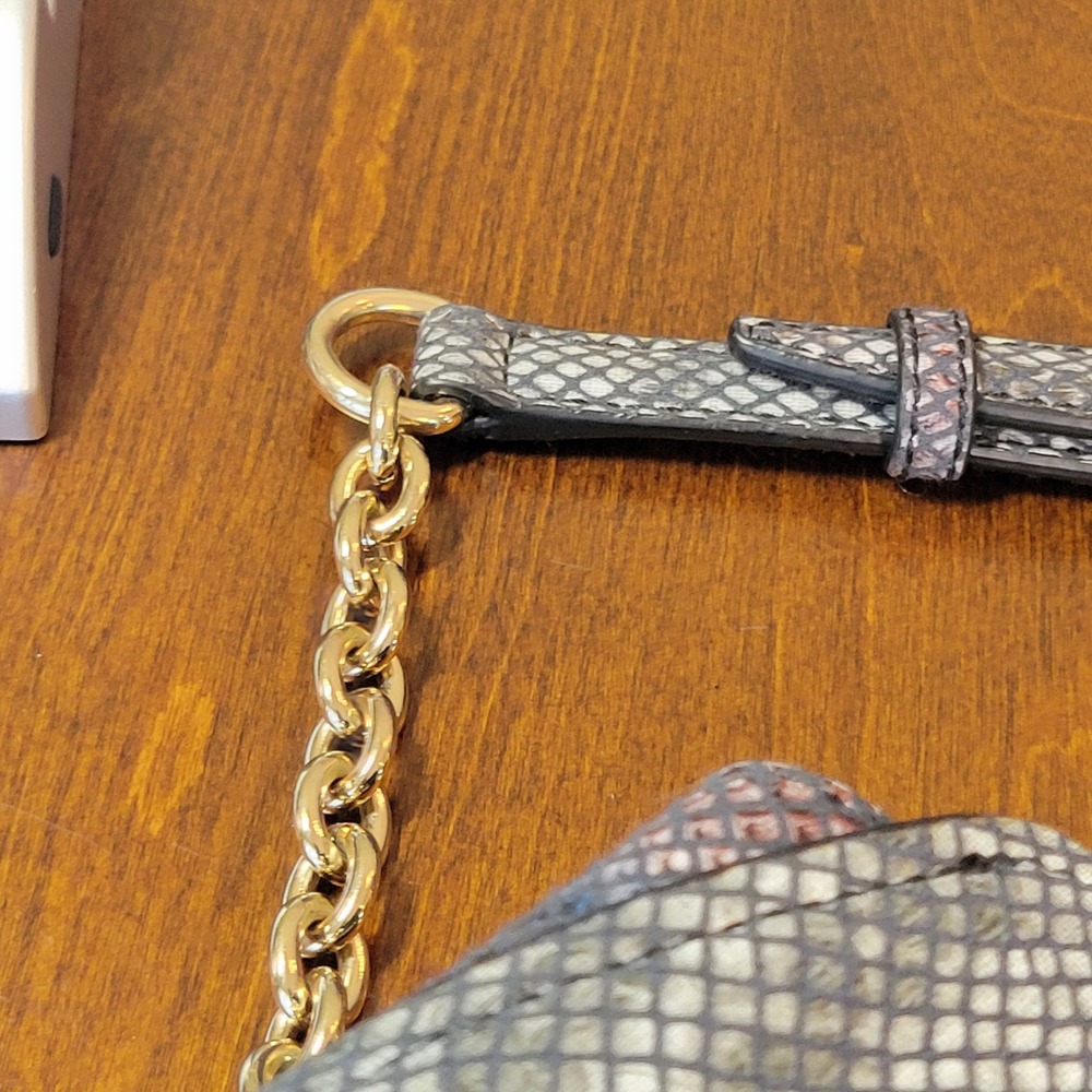 Calvin Klein Crossbody Bag Multi-Color Snakeskin Faux Leather Gold Hardware - Picture 5 of 16